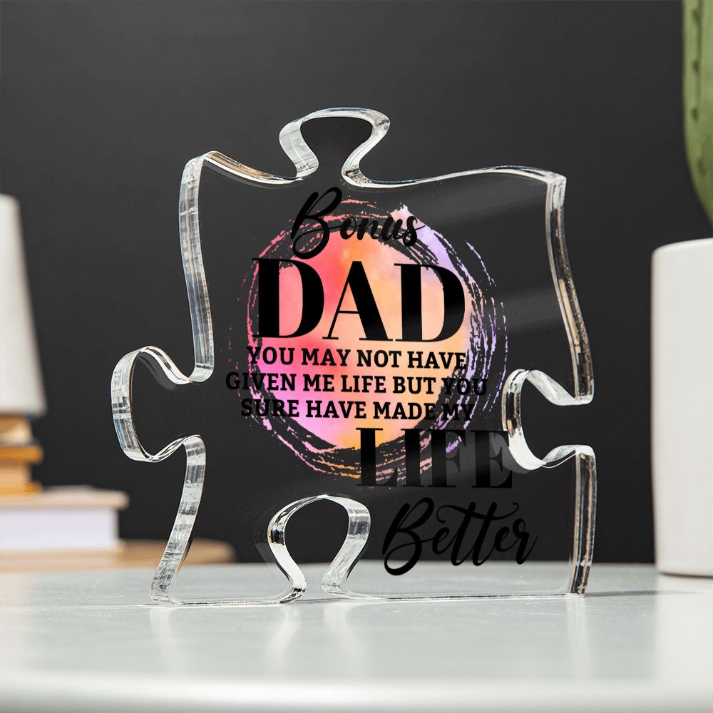 Bonus Dad Acrylic Puzzle Plaque Fathers Day Gift