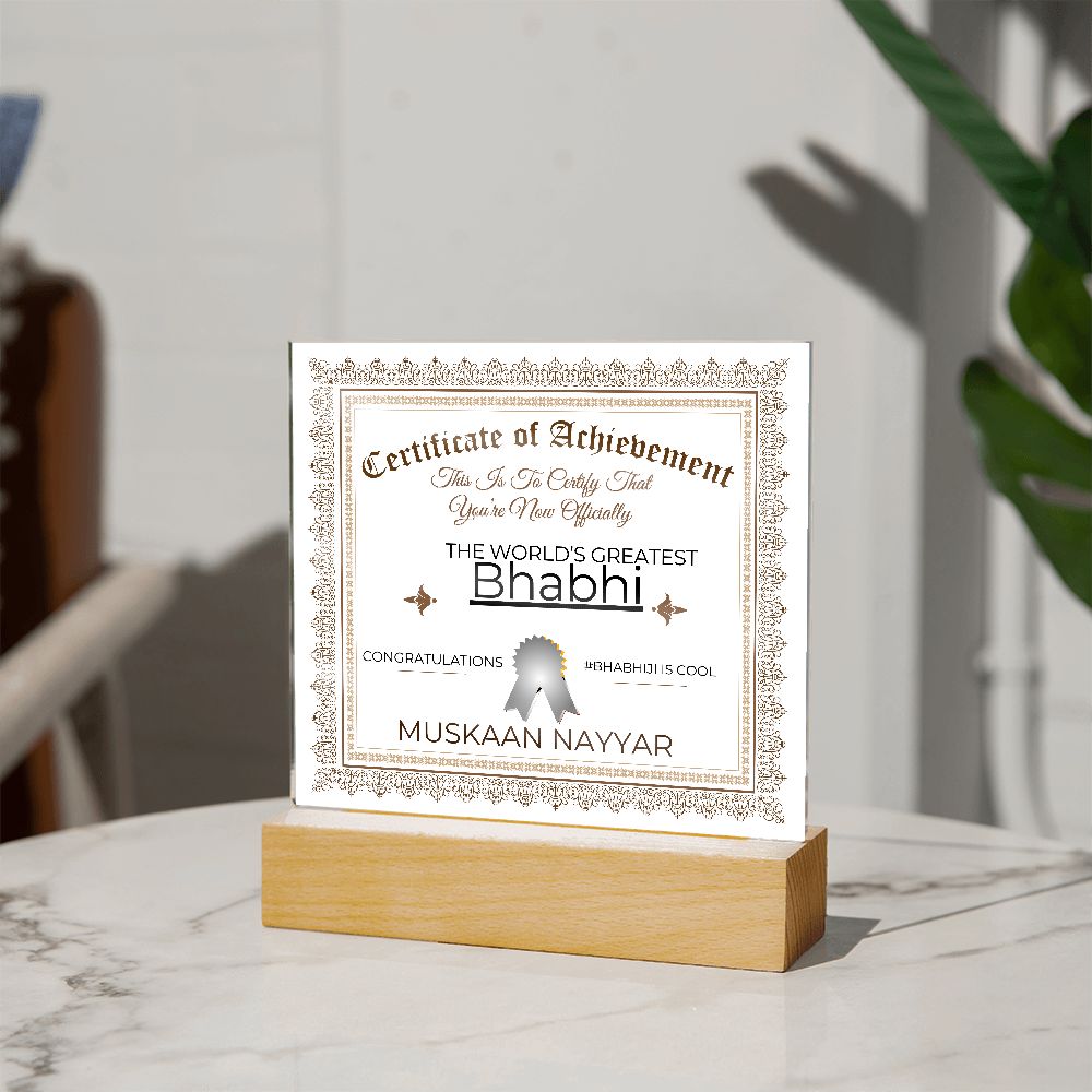 Square Acrylic Plaque Bhabhi