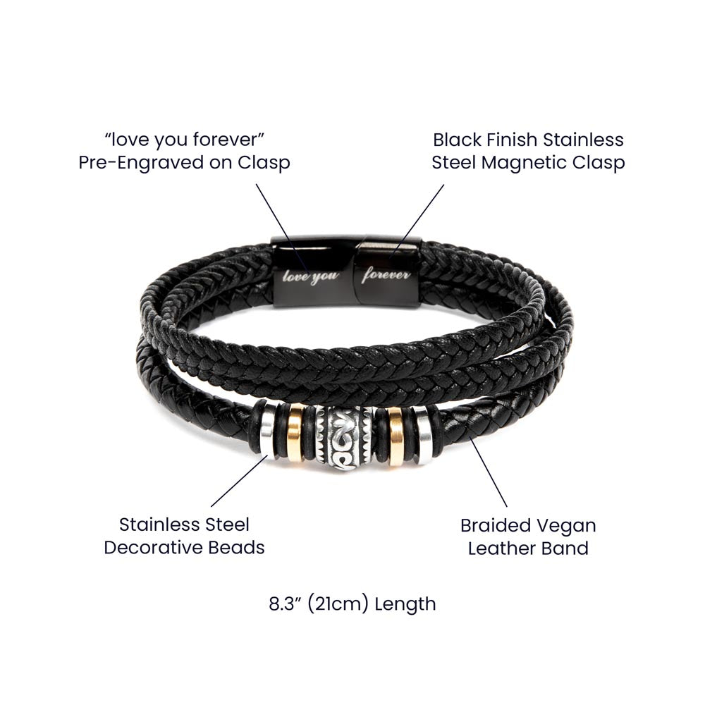 Your presence is a gift that fills my heart with joy Love you forever Mens Bracelet Perfect for Fathers Day