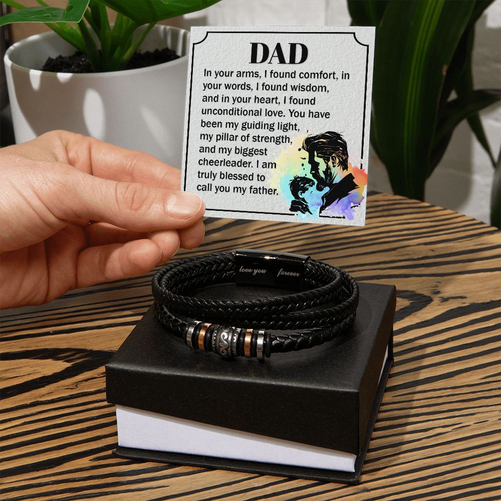 Emotional Father's Day Gift: "Dear Dad, In Your Arms I Found Comfort" Love You Forever Men's Bracelet
