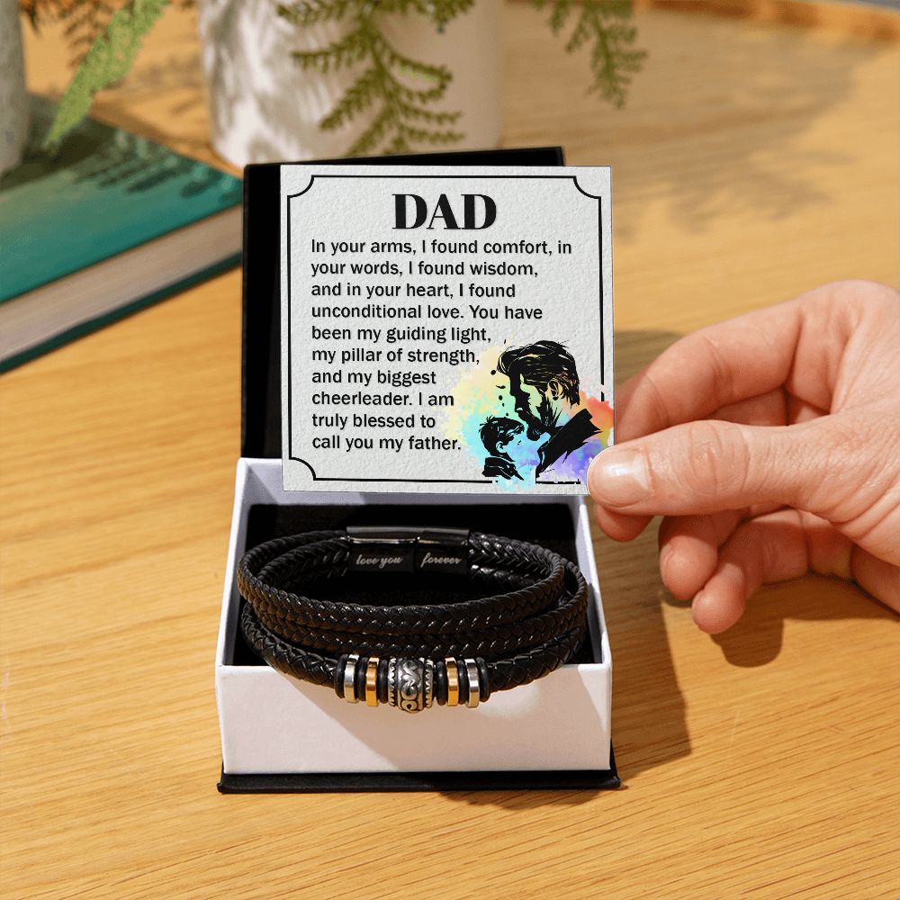 Emotional Father's Day Gift: "Dear Dad, In Your Arms I Found Comfort" Love You Forever Men's Bracelet