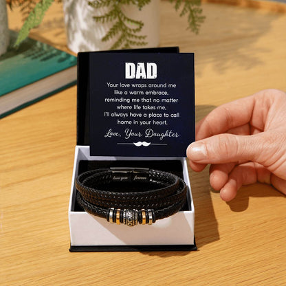 Touching Father's Day Gift: "Dad - Your Love Embraces Me Like a Warm Hug" Love You Forever Men's Bracelet