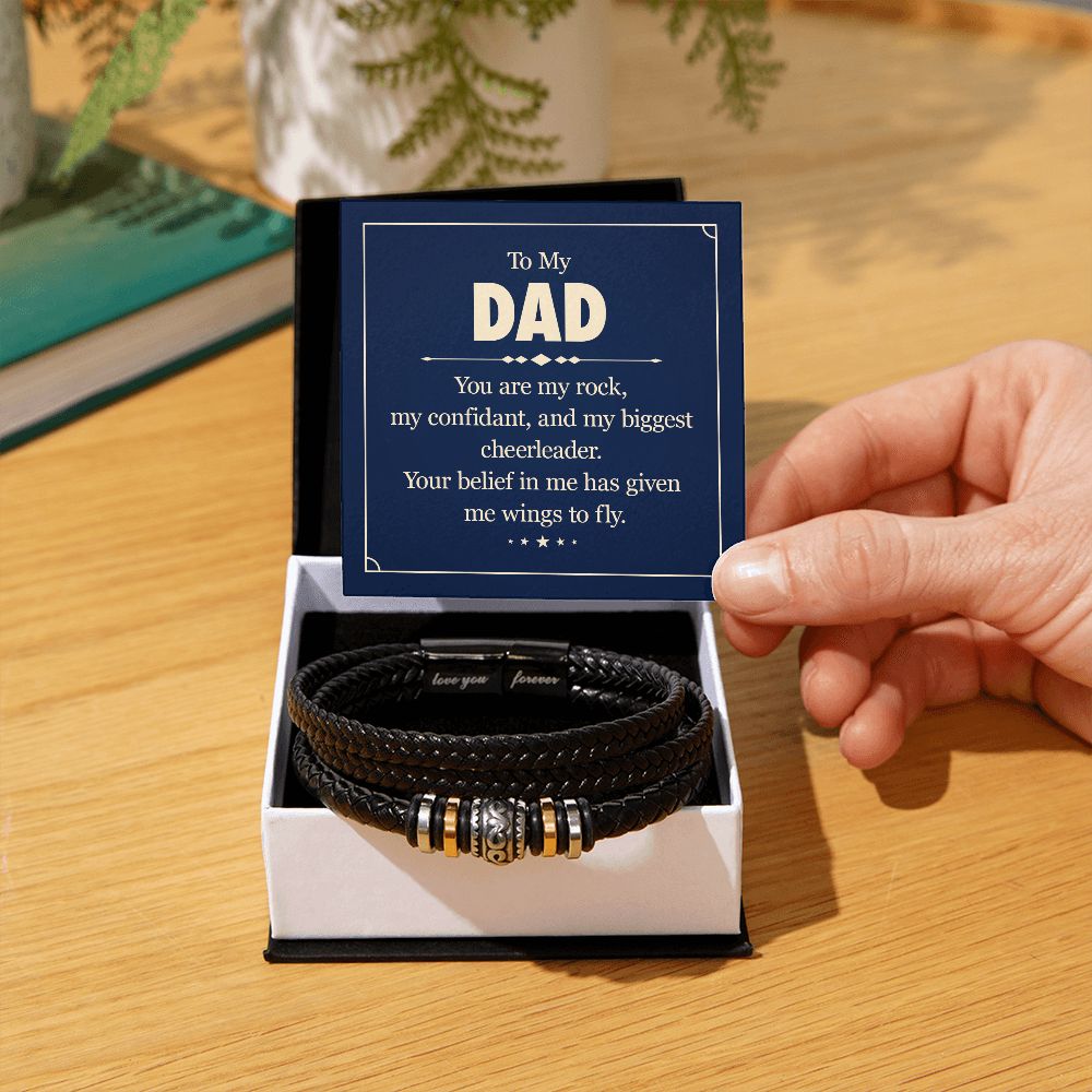 Meaningful Father's Day Gift: "To My Dad - You Are My Rock" Love You Forever Men's Bracelet