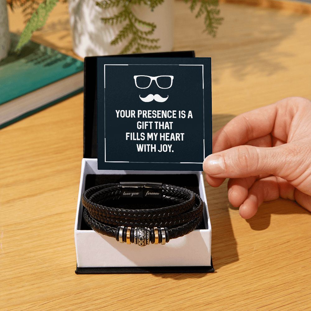 Your presence is a gift that fills my heart with joy Love you forever Mens Bracelet Perfect for Fathers Day