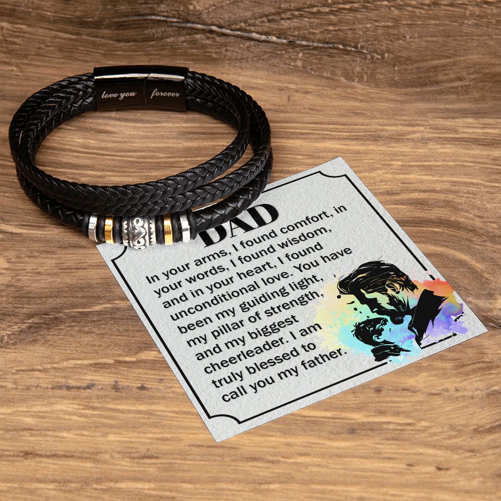 Emotional Father's Day Gift: "Dear Dad, In Your Arms I Found Comfort" Love You Forever Men's Bracelet