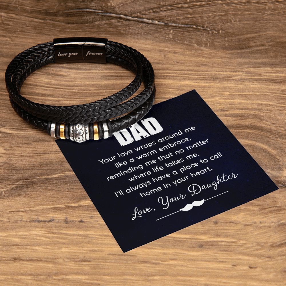 Touching Father's Day Gift: "Dad - Your Love Embraces Me Like a Warm Hug" Love You Forever Men's Bracelet