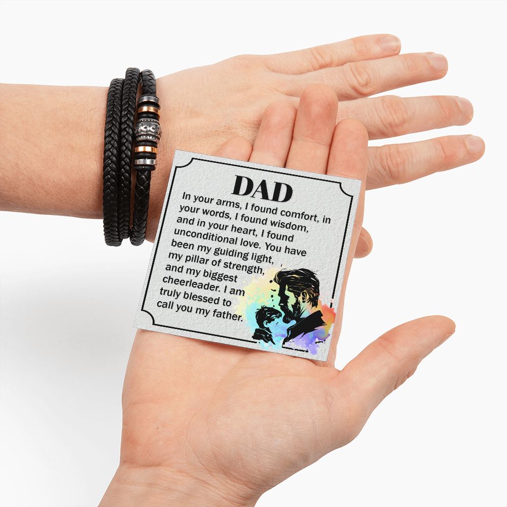 Emotional Father's Day Gift: "Dear Dad, In Your Arms I Found Comfort" Love You Forever Men's Bracelet