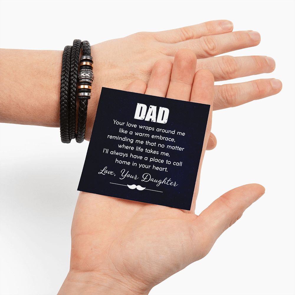 Touching Father's Day Gift: "Dad - Your Love Embraces Me Like a Warm Hug" Love You Forever Men's Bracelet