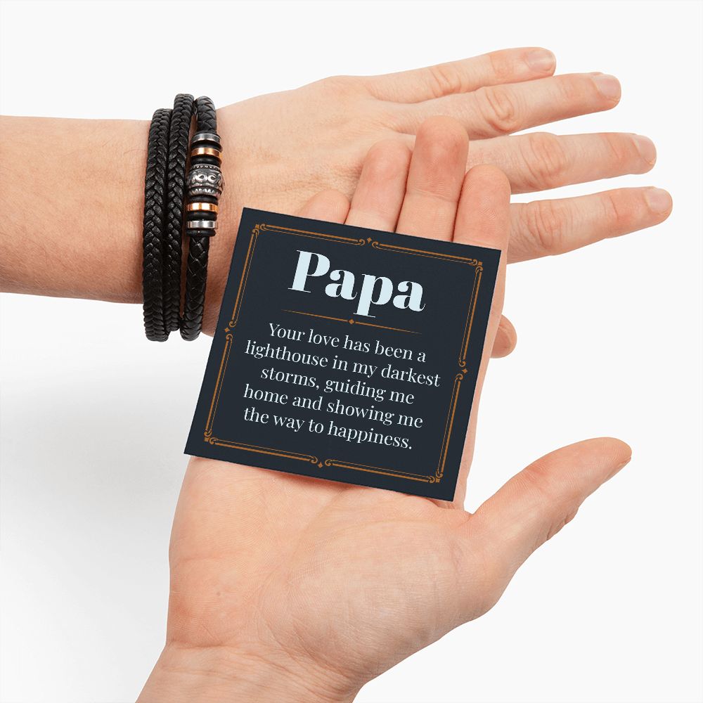 Heartfelt Father's Day Gift: "Papa - Your Love, a Guiding Light in My Darkest Storms" Love You Forever Men's Bracelet
