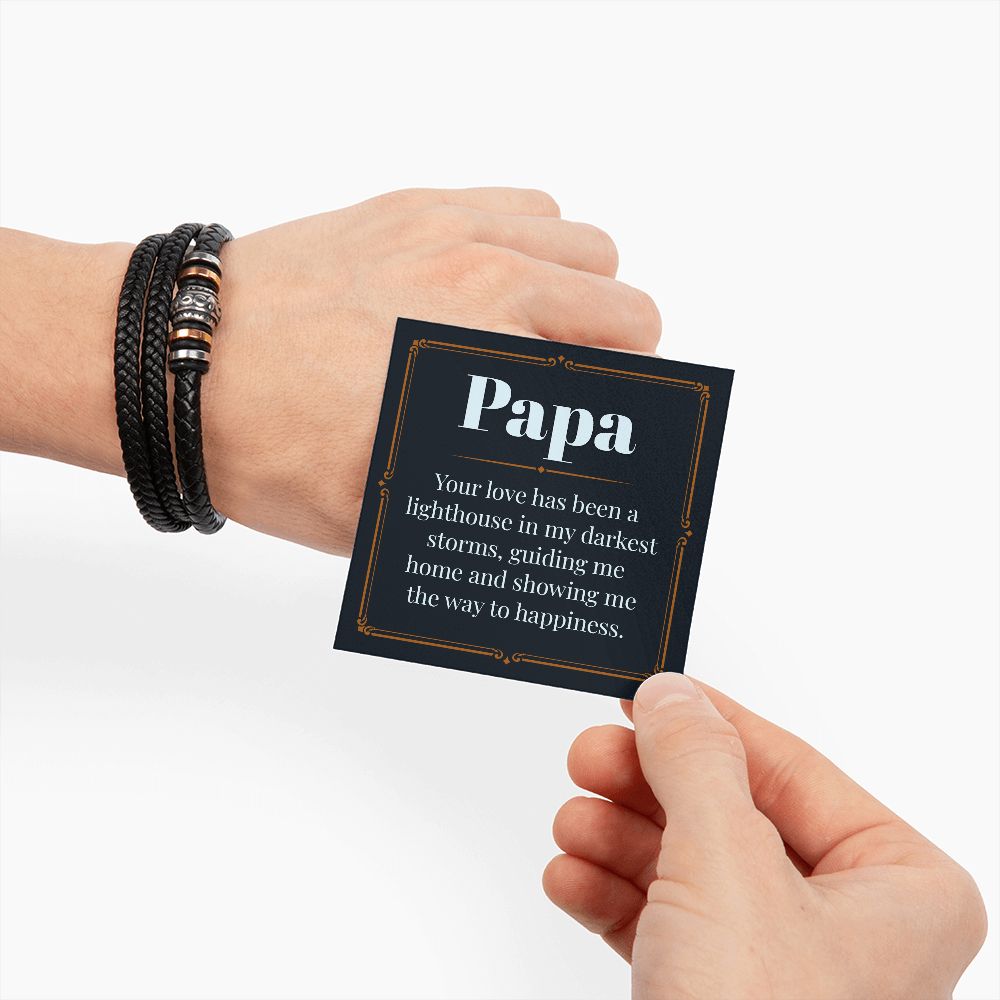 Heartfelt Father's Day Gift: "Papa - Your Love, a Guiding Light in My Darkest Storms" Love You Forever Men's Bracelet