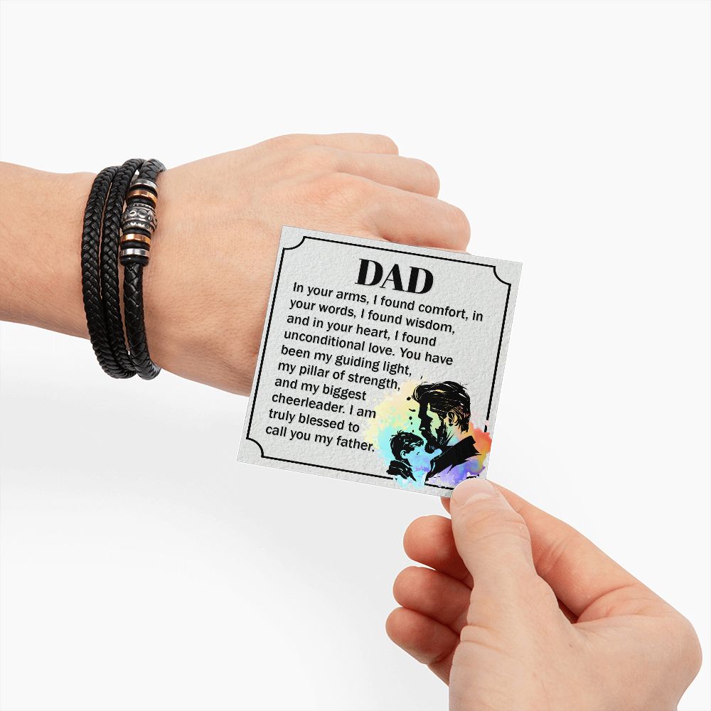 Emotional Father's Day Gift: "Dear Dad, In Your Arms I Found Comfort" Love You Forever Men's Bracelet