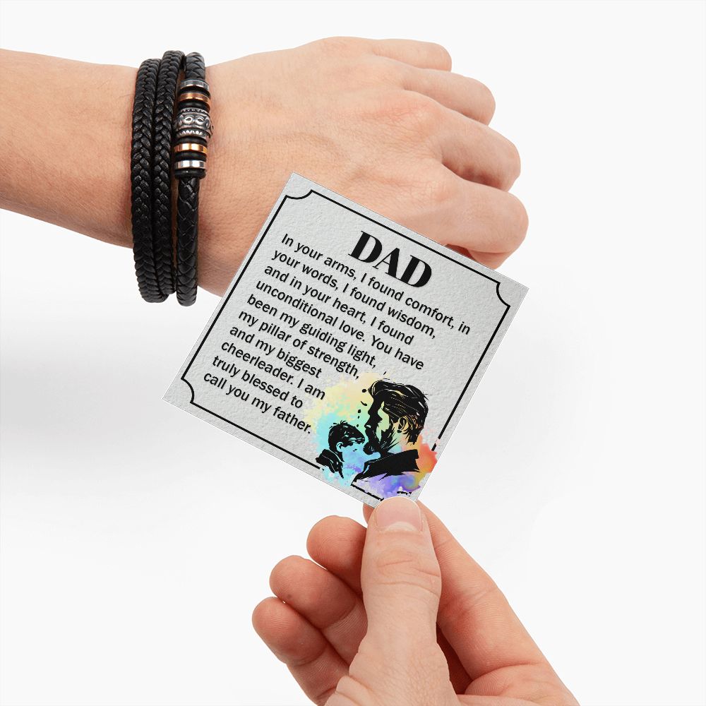 Emotional Father's Day Gift: "Dear Dad, In Your Arms I Found Comfort" Love You Forever Men's Bracelet
