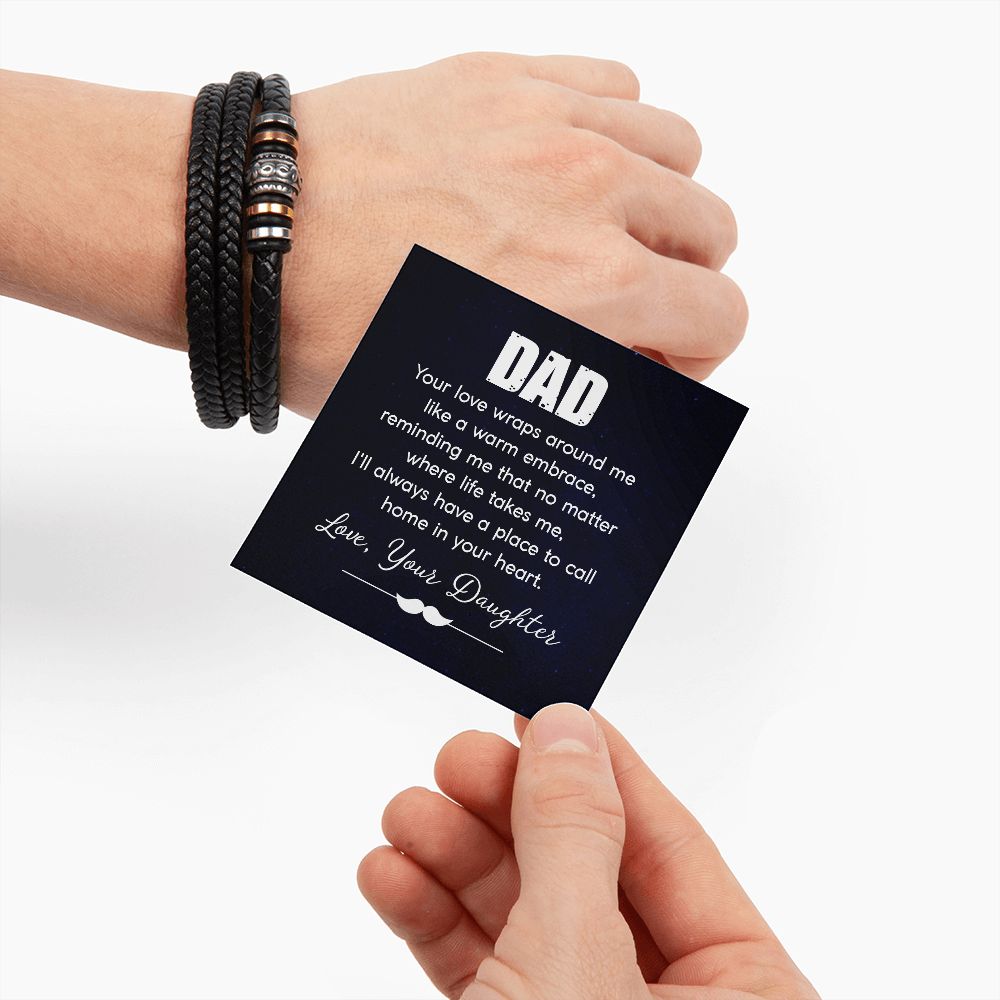 Touching Father's Day Gift: "Dad - Your Love Embraces Me Like a Warm Hug" Love You Forever Men's Bracelet