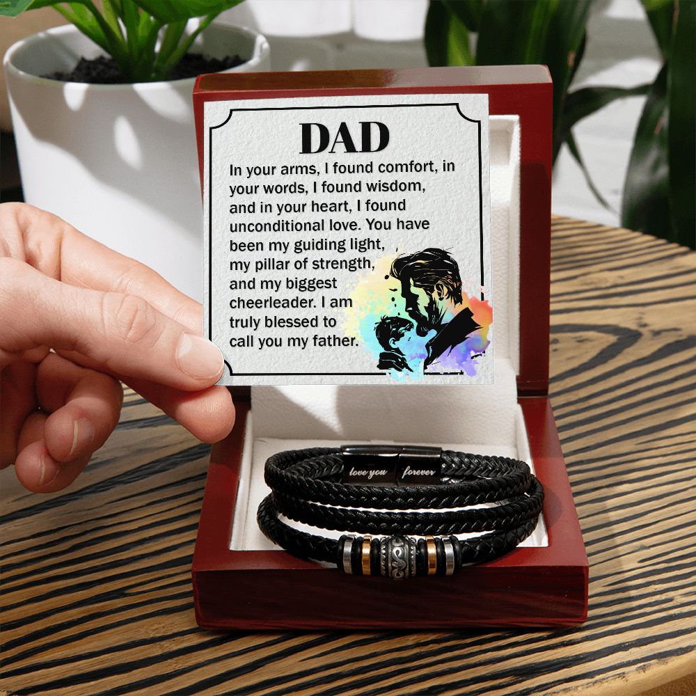 Emotional Father's Day Gift: "Dear Dad, In Your Arms I Found Comfort" Love You Forever Men's Bracelet