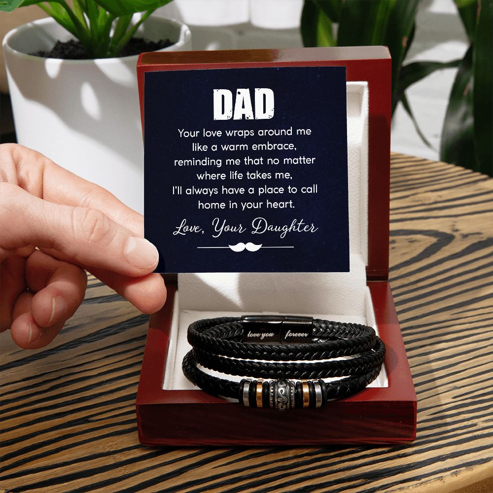 Touching Father's Day Gift: "Dad - Your Love Embraces Me Like a Warm Hug" Love You Forever Men's Bracelet