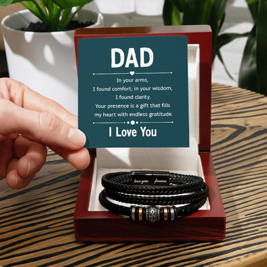 Comforting Father's Day Gift: "Dad - In Your Arms I Found Comfort" Love You Forever Men's Bracelet