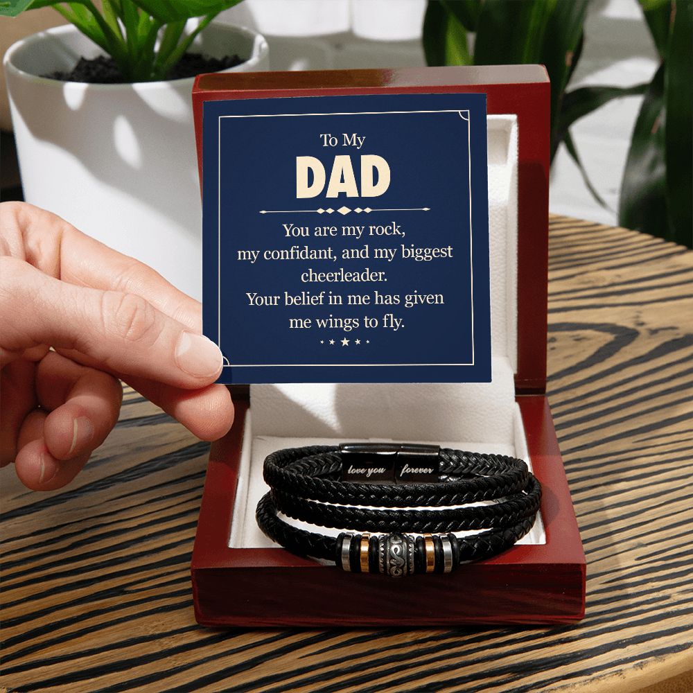 Meaningful Father's Day Gift: "To My Dad - You Are My Rock" Love You Forever Men's Bracelet