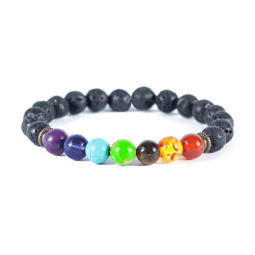 Bracelet Chakra Healing Beads Natural Lava Stone 8mm Reiki 7 Gemstone Beaded