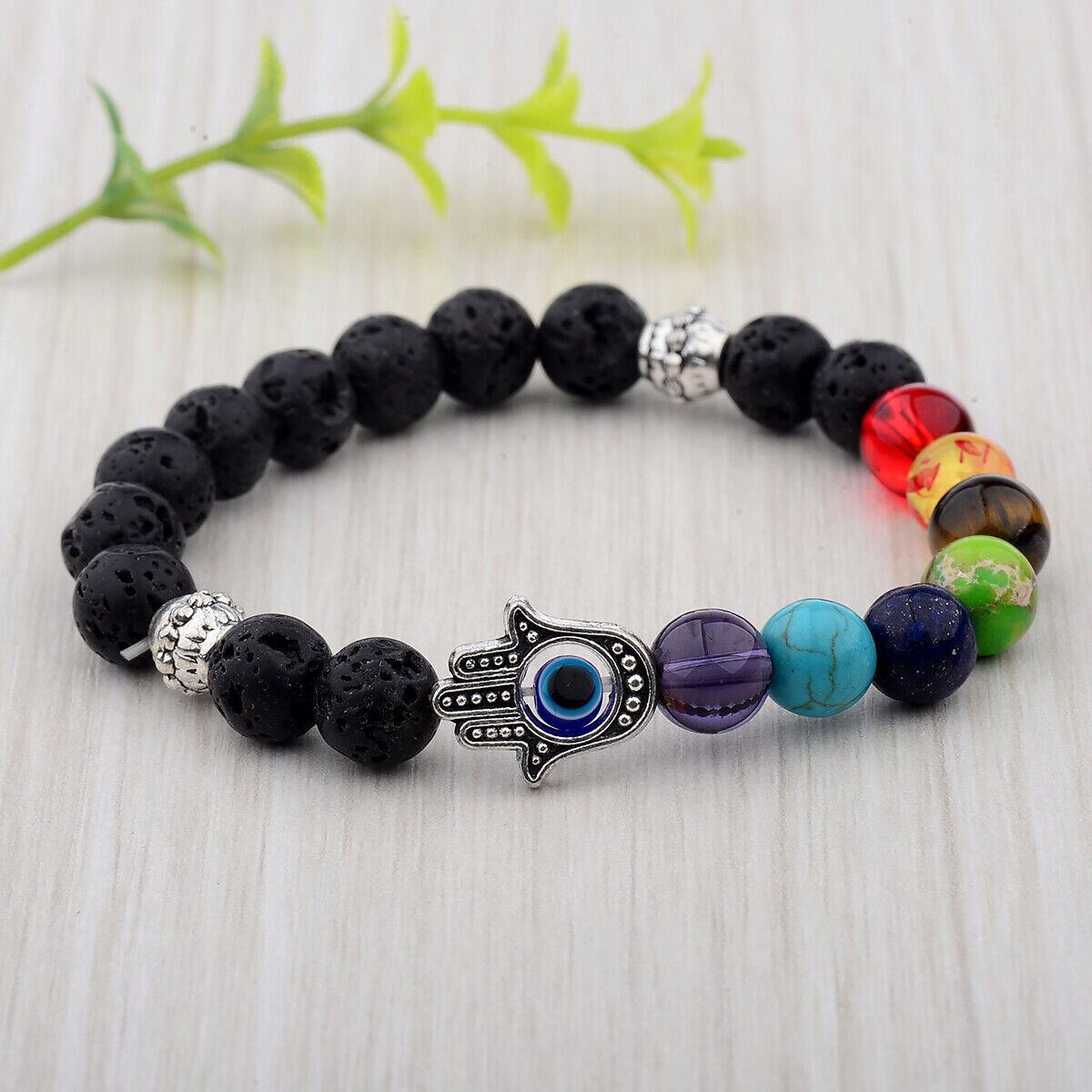 7 Chakra 8mm Natural Stone Beaded Reiki Yoga Energy Women Mens Bracelets Jewelry