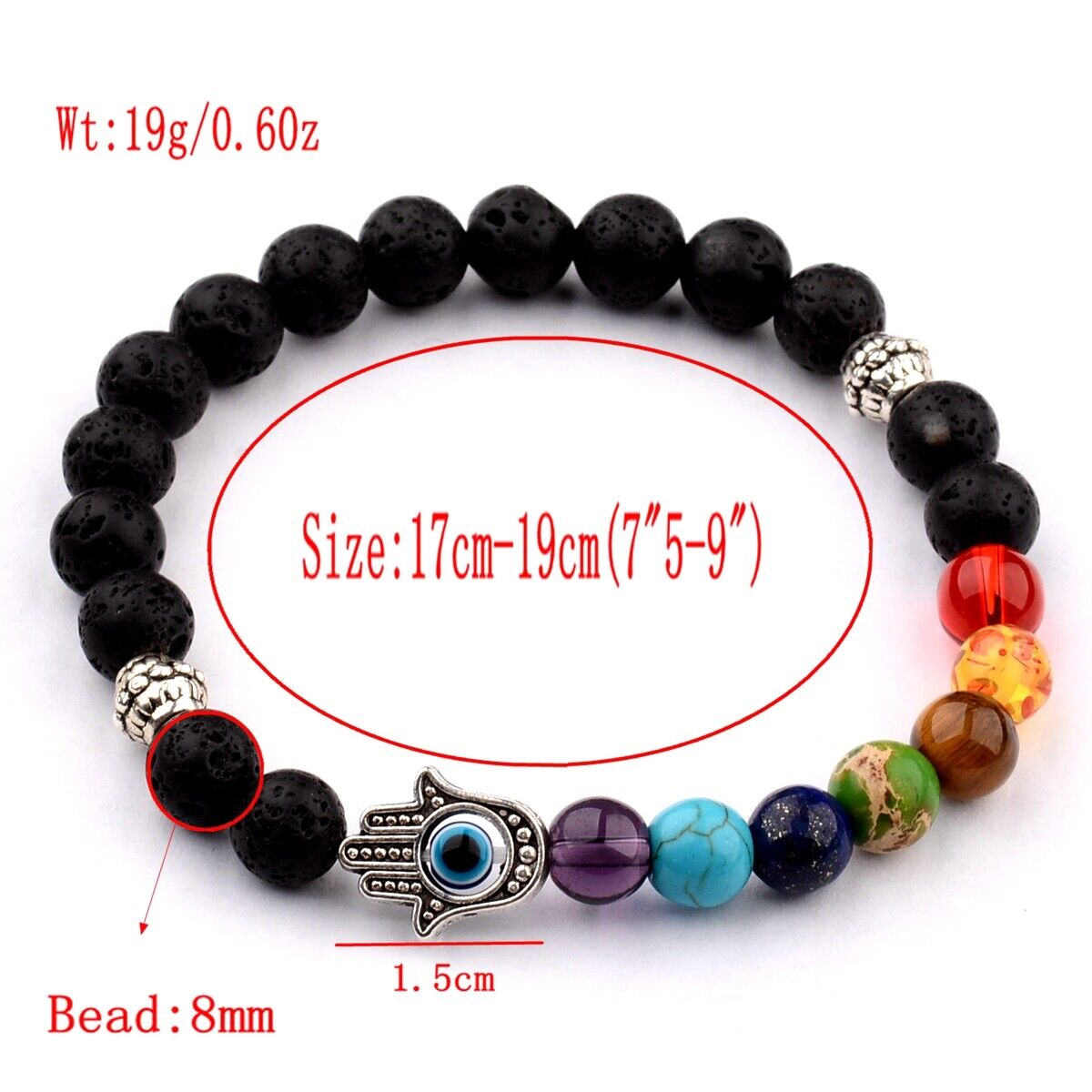 7 Chakra 8mm Natural Stone Beaded Reiki Yoga Energy Women Mens Bracelets Jewelry