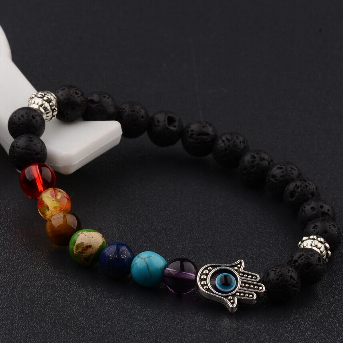 7 Chakra 8mm Natural Stone Beaded Reiki Yoga Energy Women Mens Bracelets Jewelry