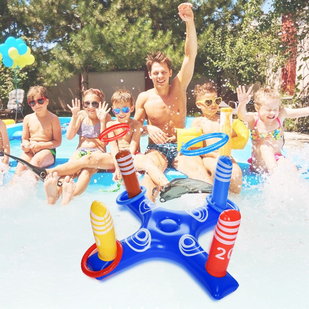 Inflatable Ring Toss Pool Game Toys w/ 4 Pcs Rings