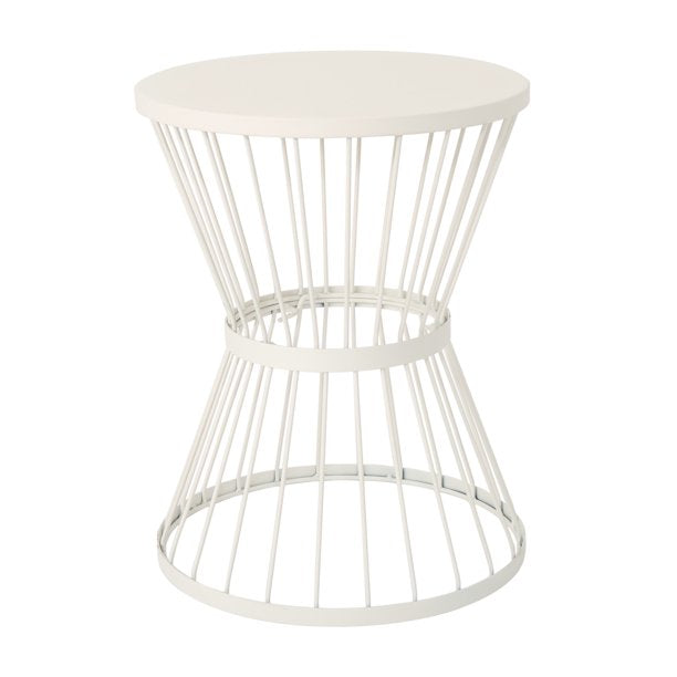 Outdoor 16-Inch Iron Side Table, Matte White