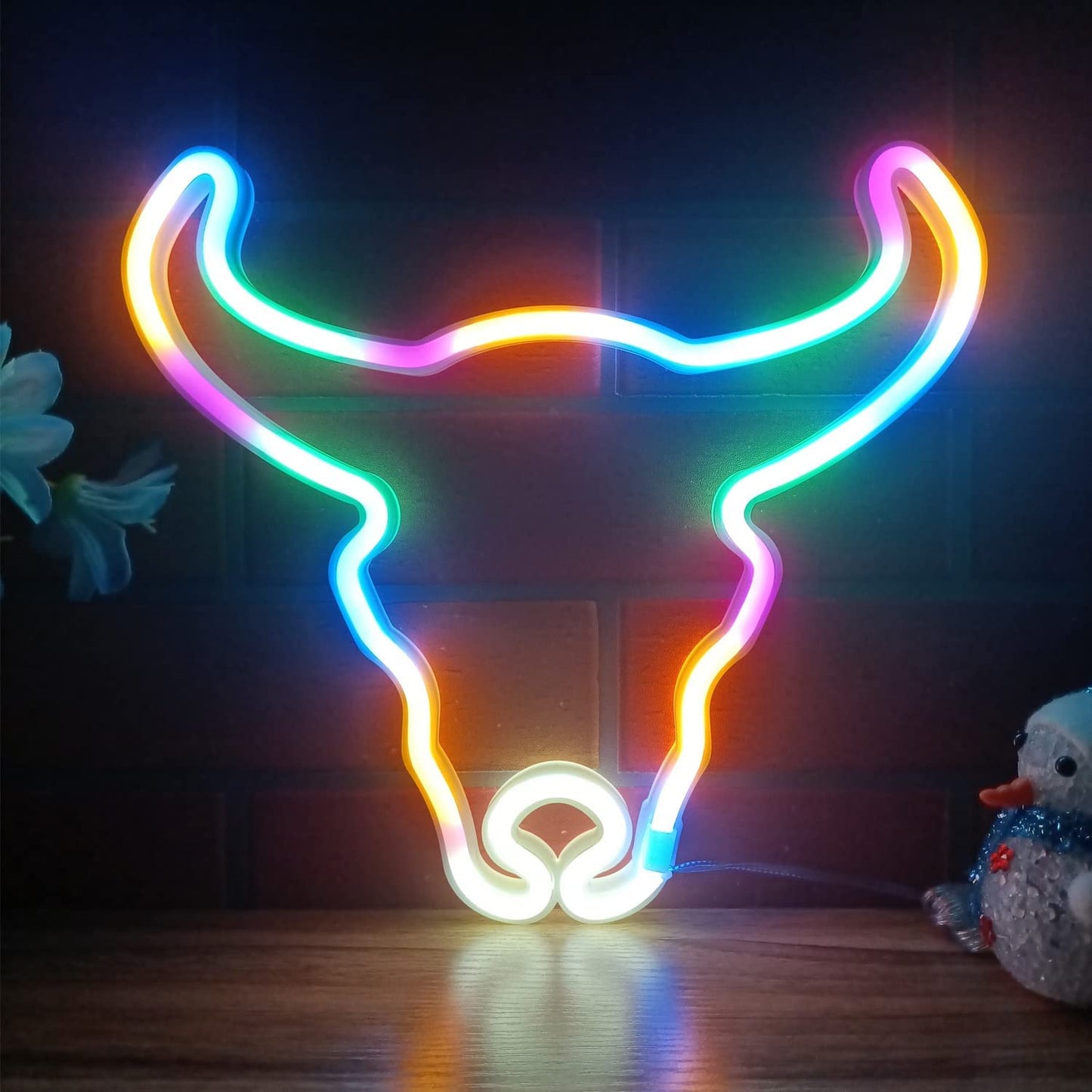 Neon Sign Cute Cow Wall Decoration USB/Battery Powered