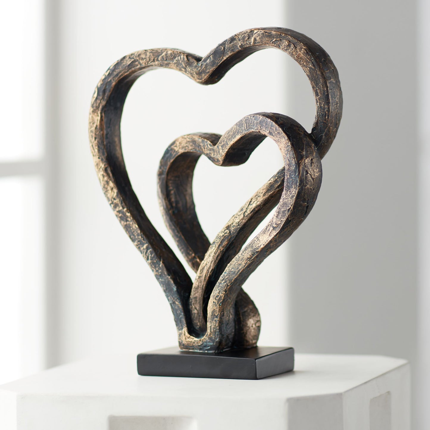 Interlocking Hearts 11 3/4" High Bronze Finish Sculpture