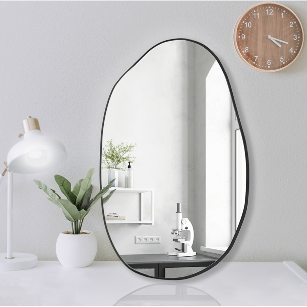 Irregular Wall Mirror, Asymmetrical Large Vanity Mirror for Wall Bathroom 33.5×20.5 inches