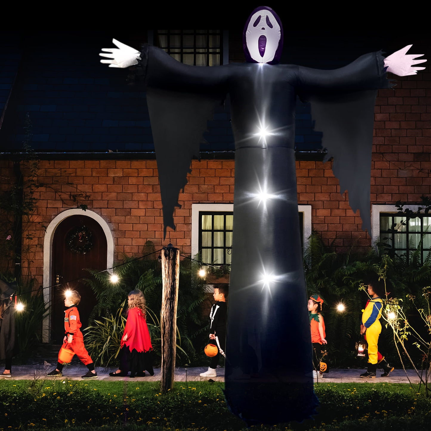 12FT Giant Halloween Inflatable Grim Reaper Ghost w/ LED Lights