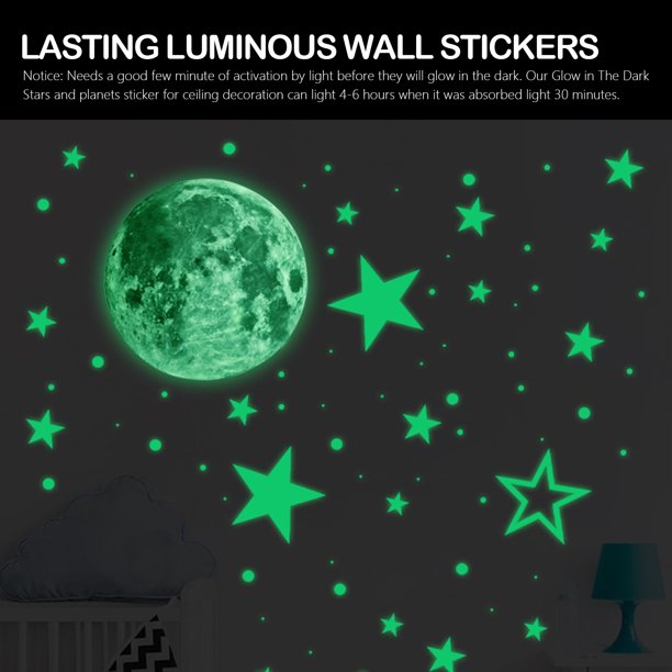 435pcs Glow in the Dark Stars Wall Stickers for Ceiling, Waterproof Non-Toxic for Wall Hanging Decoration