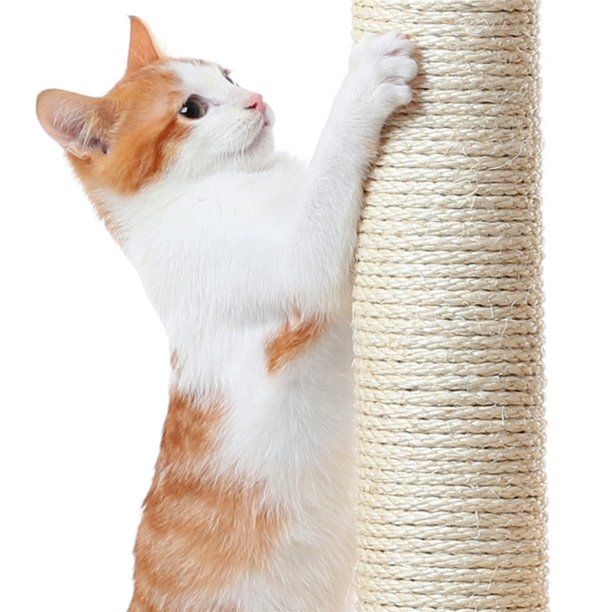 36'' H Cat Tree Tower House with Double Condos Scratching Posts Sisal Rope Furry Ball for Cats and Kittens, Light Gray