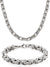 Stainless Steel Byzantine Chain Necklace & Bracelet Set for Men