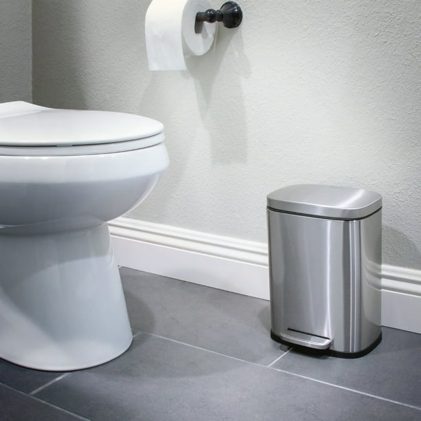 Silver Rectangular Step Garbage Can 3 Piece Combo