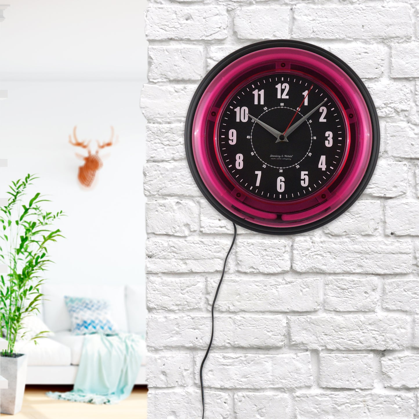 Indoor 11" Pink Arabic Neon Wall Clock