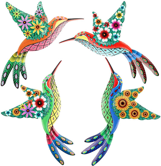 4 pcs Metal Hummingbird Wall Decoration