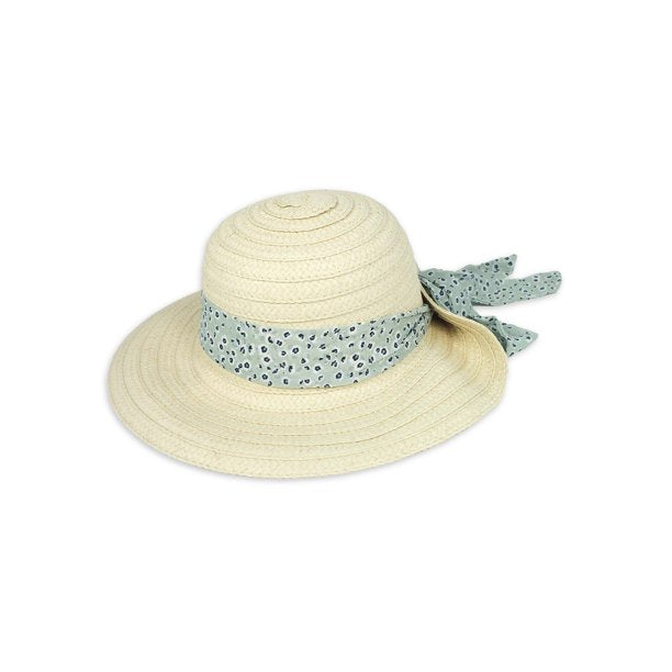 Laundry Women's Asymmetrical Straw Sun Hat w/ Printed Ribbon Scarf -Oatmeal