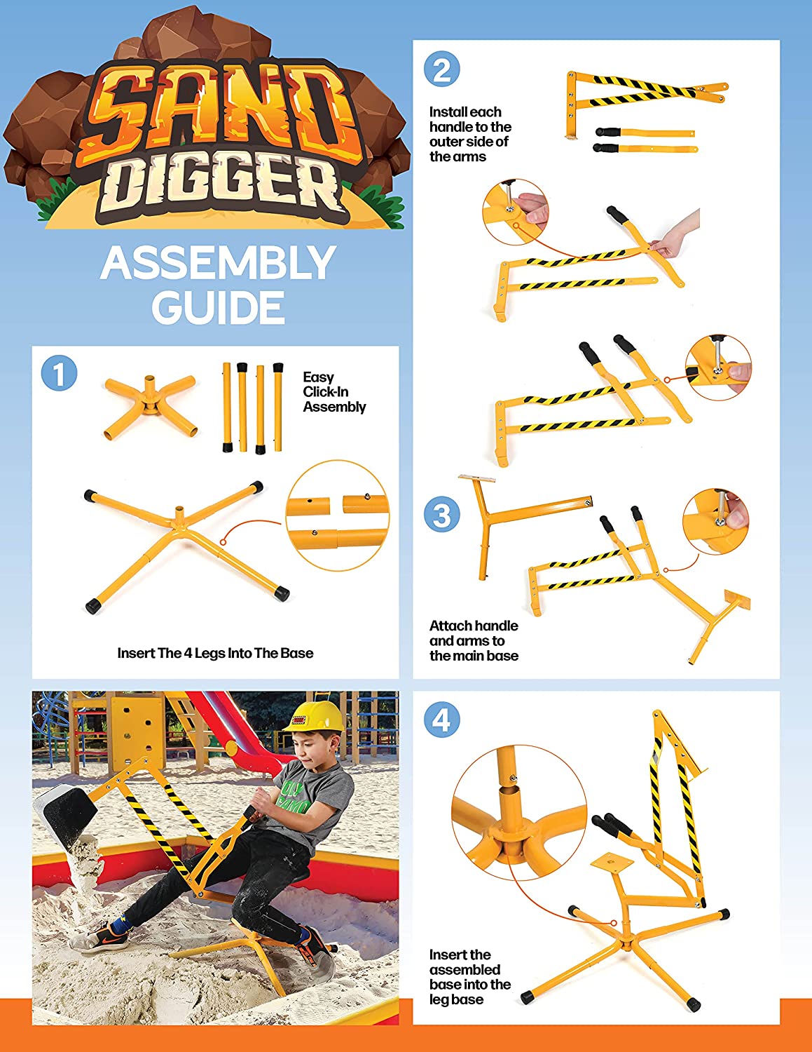 Sand Digger Kids Excavator Construction Ride on Toy