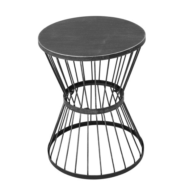 Outdoor 16 Inch Iron Side Table, Matte Black