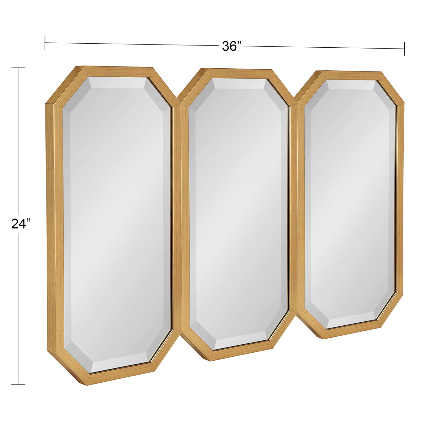 Gold Octagon Wall Mirror Set, Set Of 3