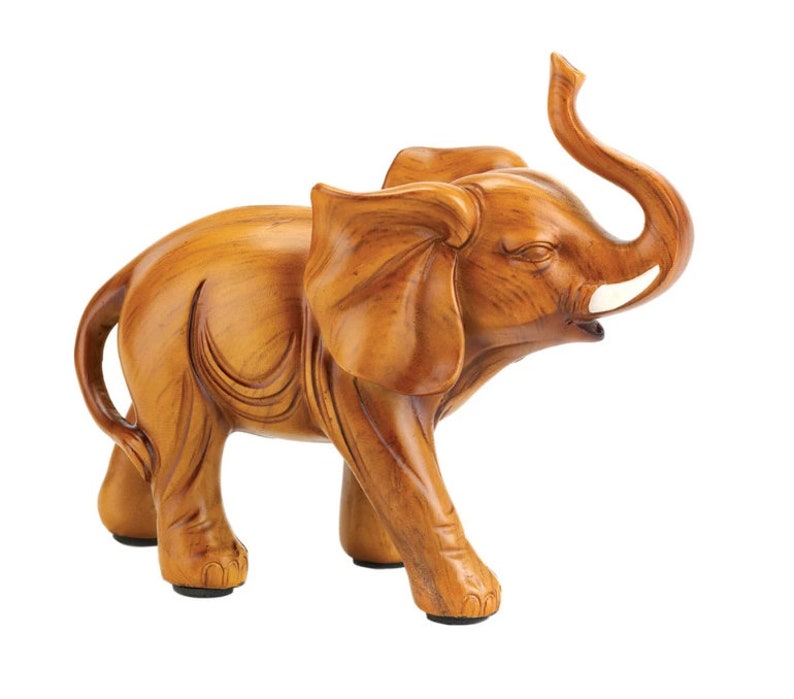 Wood-Look Lucky Elephant Figurine Home Decoration