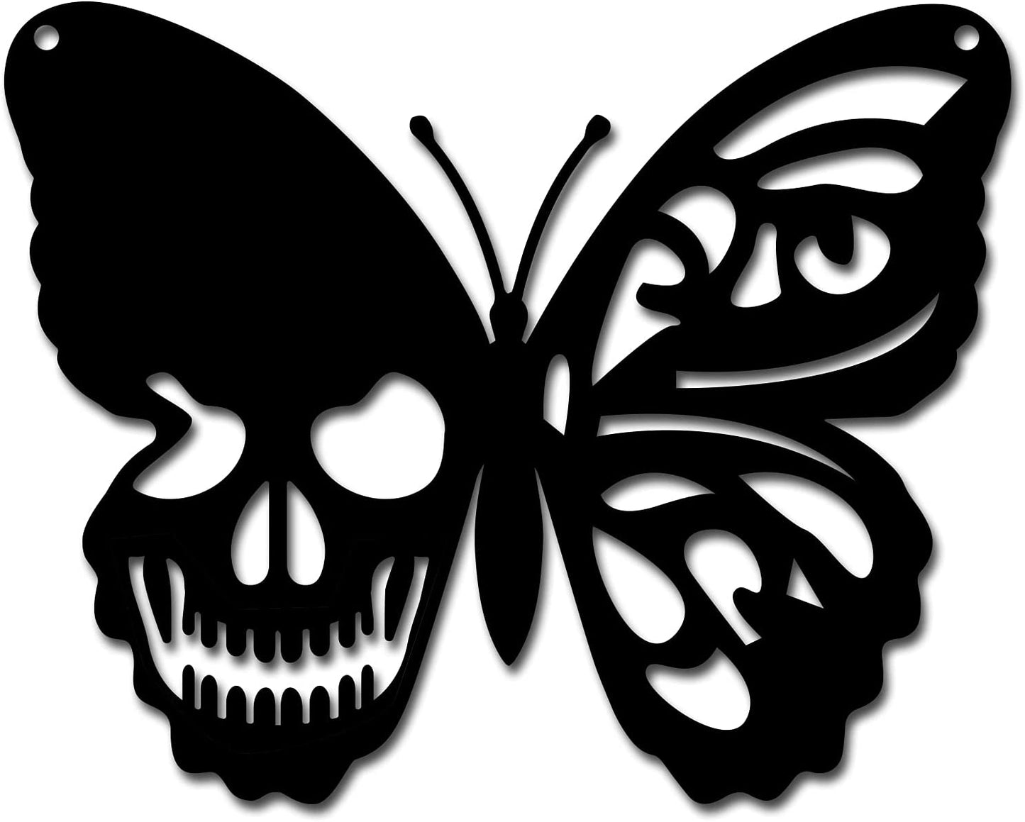 Black Skull Metal Wall Art Butterfly Wall Hanging Decoration  6.3 x 7.9inch