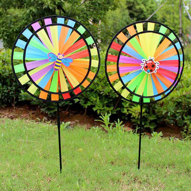 Double Layer Colorful Wheel Windmill Wind Spinner