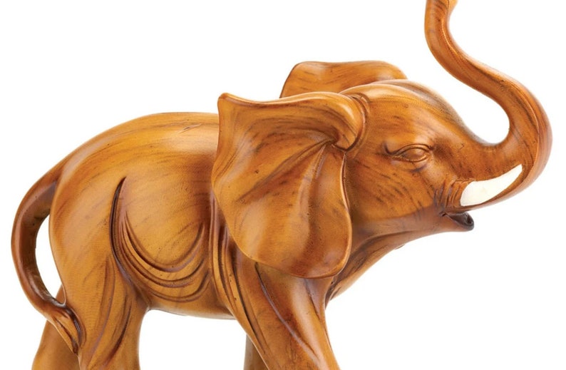 Wood-Look Lucky Elephant Figurine Home Decoration