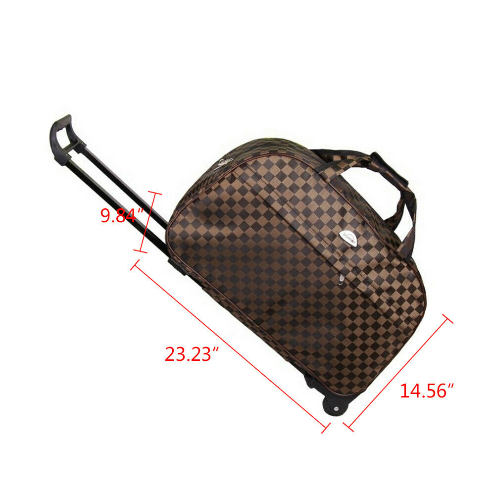 24" Duffle Bag Rolling Wheeled Trolley Luggage-Coffee Lattice