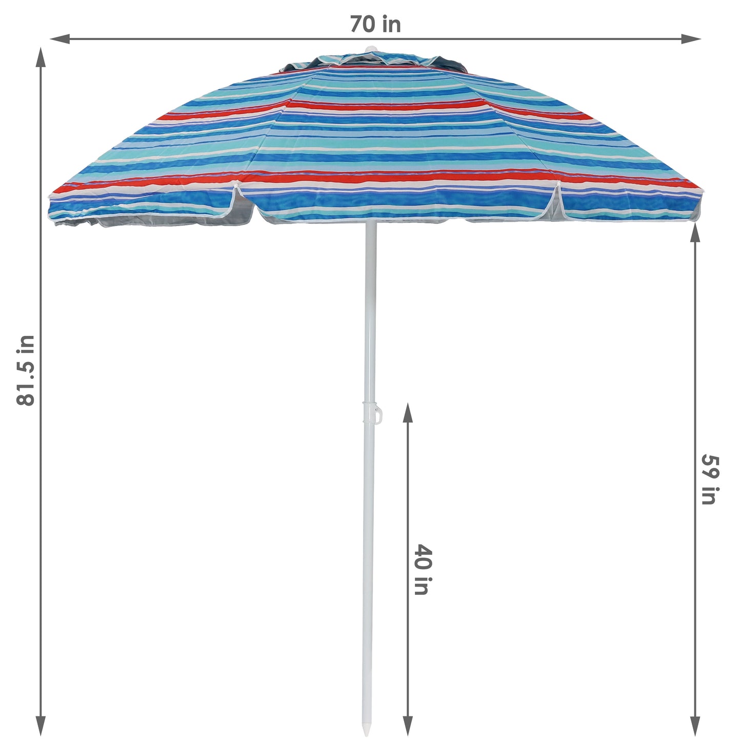 6-Foot Vented Beach Umbrella with Tilt Function and UV 50 Sun Protection, Pacific Stripe