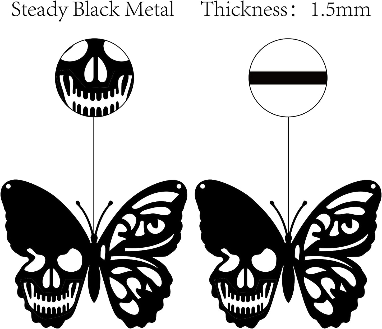 Black Skull Metal Wall Art Butterfly Wall Hanging Decoration  6.3 x 7.9inch