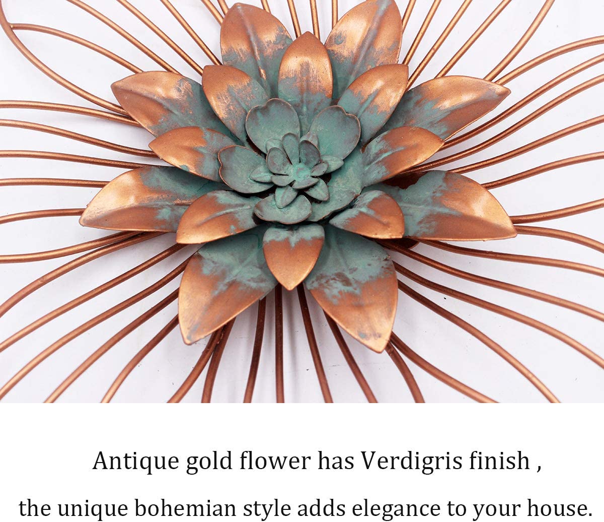 Metal Floral Wall Decoration (Copper 11.75x1.2x11.75 inches)