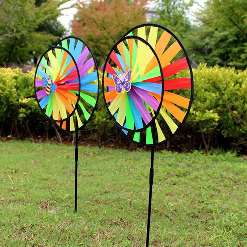 Double Layer Colorful Wheel Windmill Wind Spinner